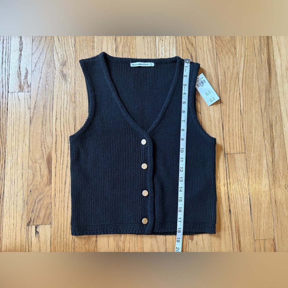 Abercrombie Mara Button Up Sweater Vest Black Small - Picture 6 of 6